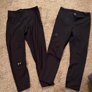 2 pairs Under Armour Women's Sleek Black Leggings